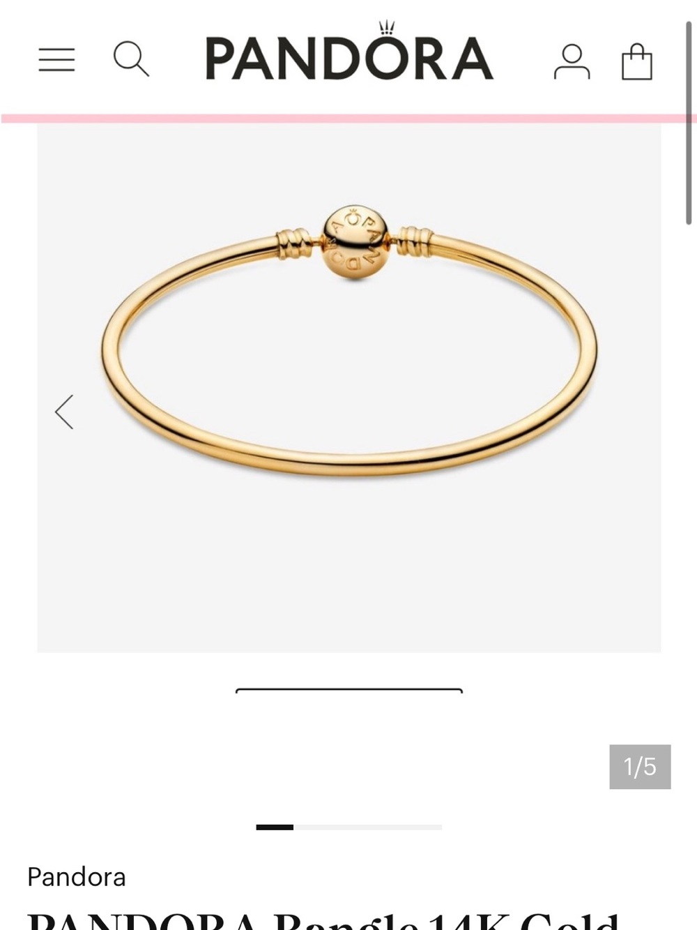 Pandora 14K Gold Polished Bangle Bracelet